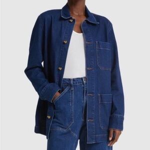 GOOP G. Label Sandra Utility Chore Coat Denim Jacket Patch Pockets Preppy XL